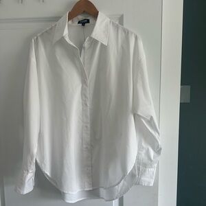 Express Crisp White women’s boyfriend oversized Button Down Shirt